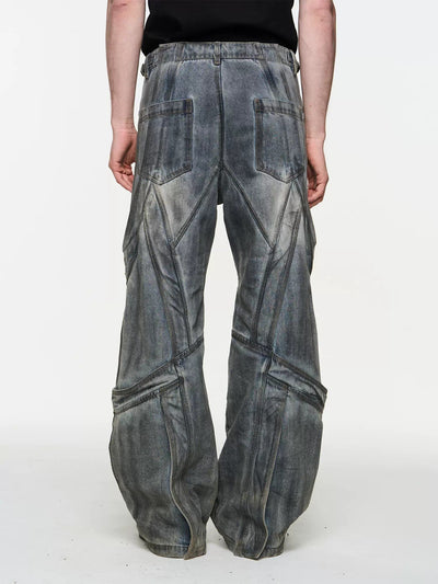 Smudged Multi-Lines Detail Jeans Korean Street Fashion Jeans By Blind No Plan Shop Online at OH Vault