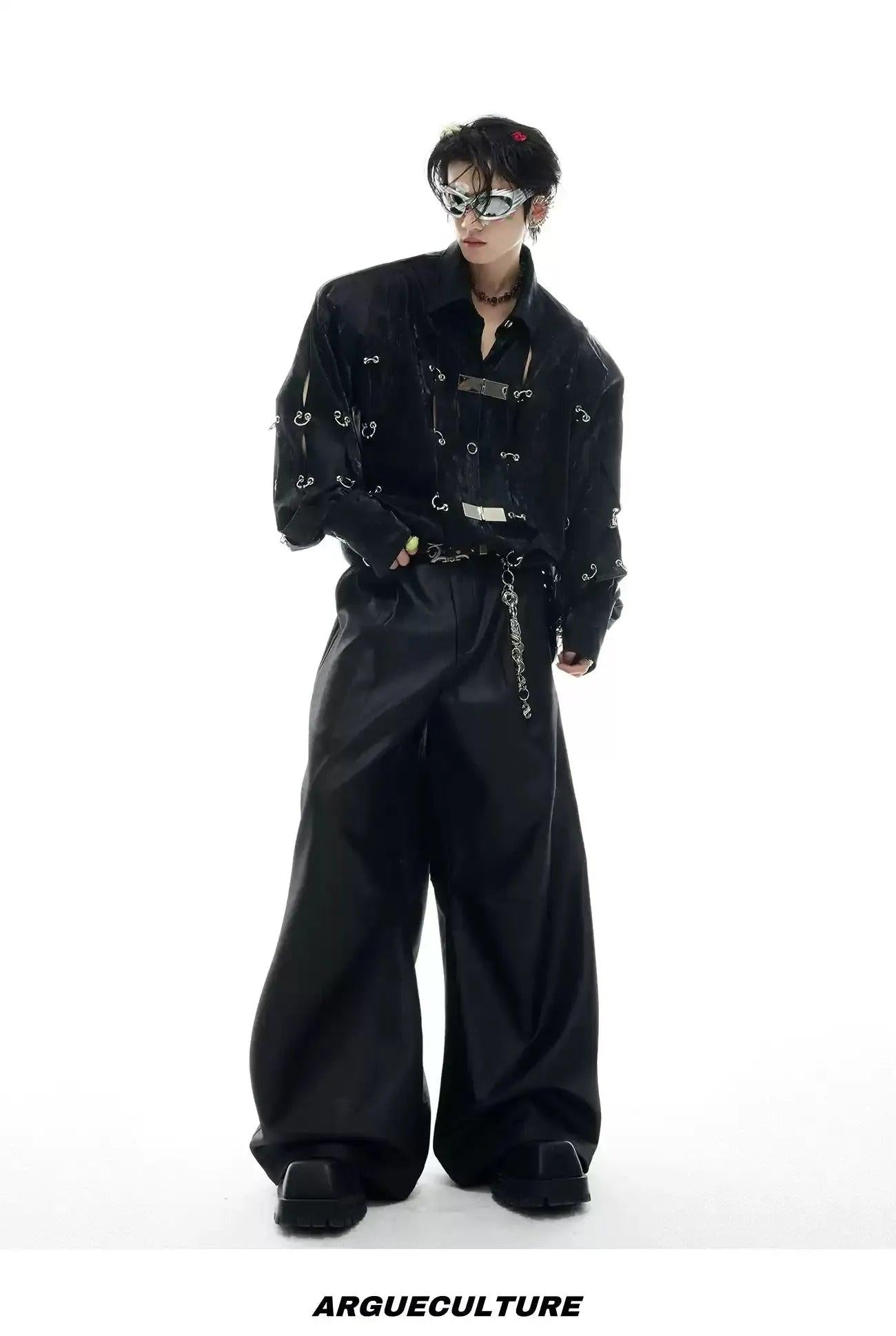 Metallic Cut Out Textured PU Jacket Korean Street Fashion Jacket By Argue Culture Shop Online at OH Vault