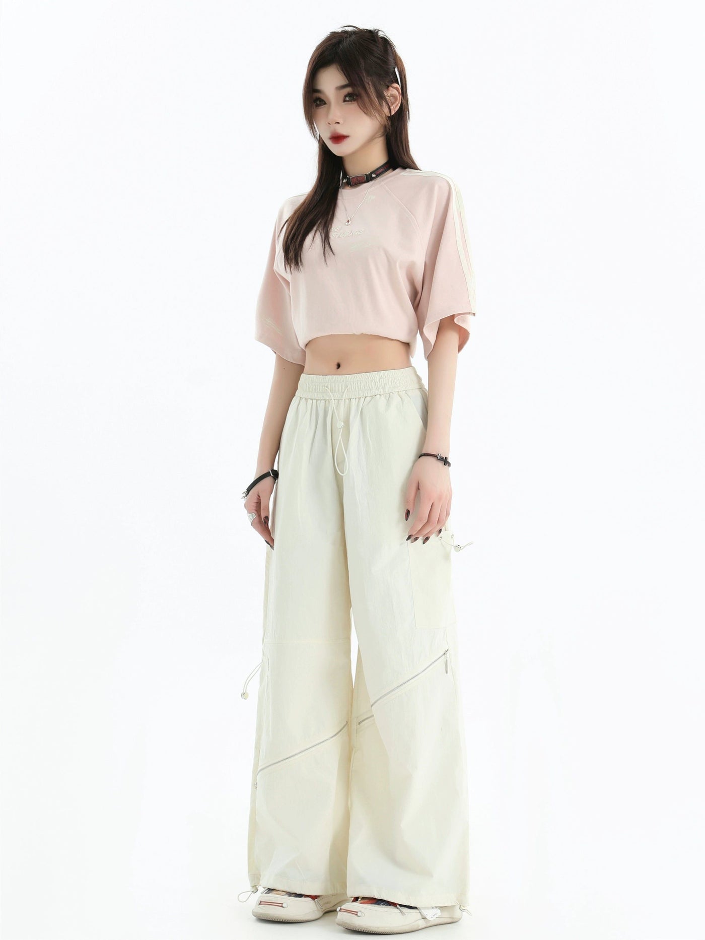 Drawstring Zipper Details Track Pants Korean Street Fashion Pants By INS Korea Shop Online at OH Vault