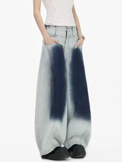 Structured Contrast Faded Jeans Korean Street Fashion Jeans By INS Korea Shop Online at OH Vault