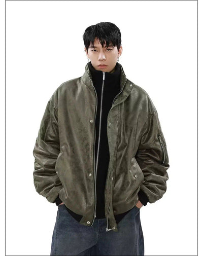 Heavy Stand Collar PU Leather Jacket Korean Street Fashion Jacket By Mr Nearly Shop Online at OH Vault