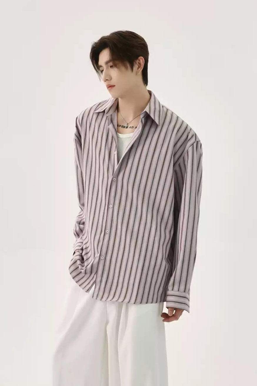 Striped Lines Buttoned Shirt Korean Street Fashion Shirt By Turn Tide Shop Online at OH Vault