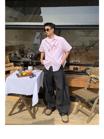 Scattered Buttons Striped Shirt Korean Street Fashion Shirt By Poikilotherm Shop Online at OH Vault
