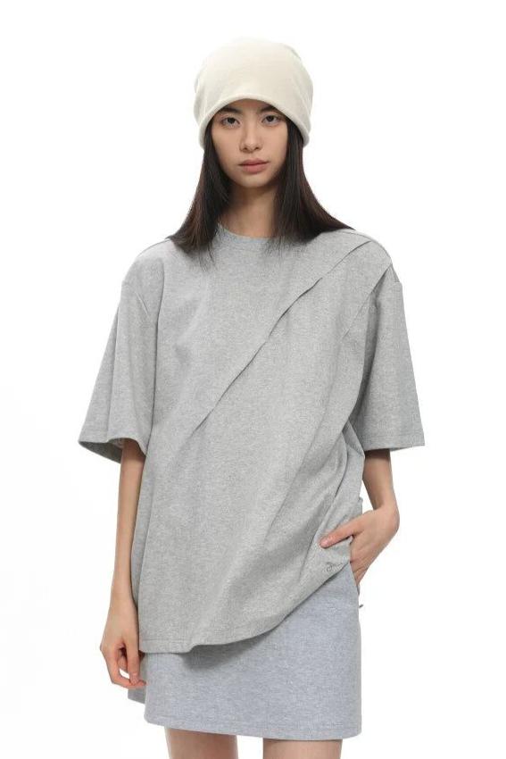 Minimal Fold Detail T-Shirt Korean Street Fashion T-Shirt By Roaring Wild Shop Online at OH Vault