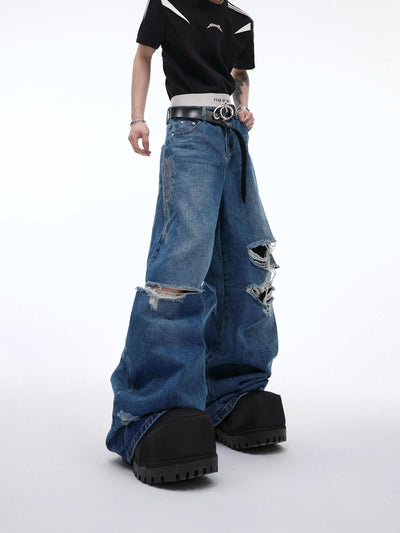 Ripped Wide Cut Jeans Korean Street Fashion Jeans By Argue Culture Shop Online at OH Vault