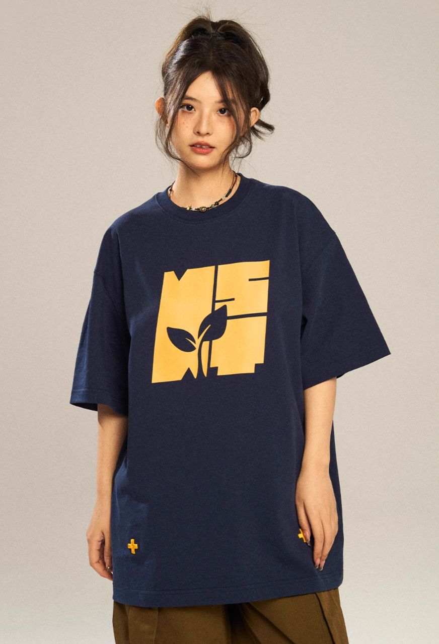 Contrast Logo Graphic T-Shirt Korean Street Fashion T-Shirt By New Start Shop Online at OH Vault