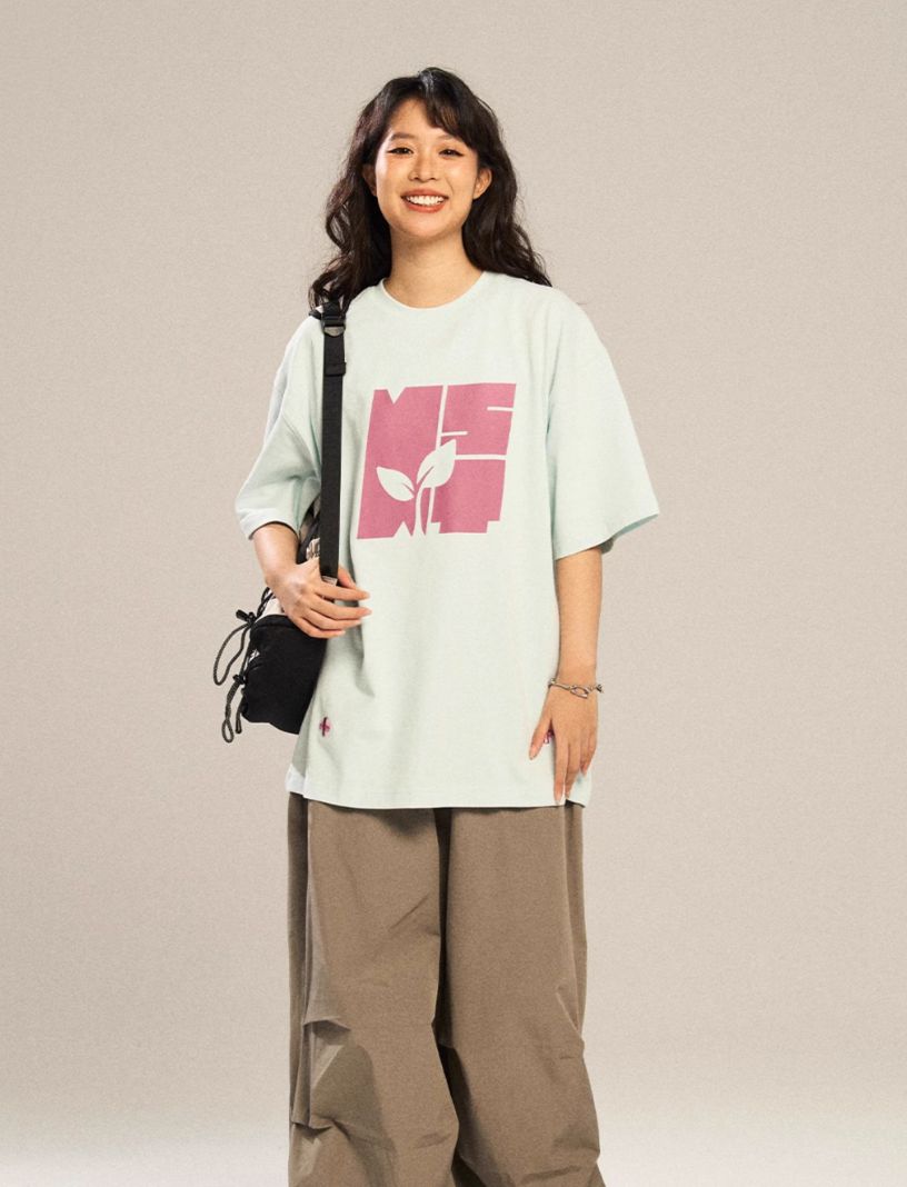 Contrast Logo Graphic T-Shirt Korean Street Fashion T-Shirt By New Start Shop Online at OH Vault