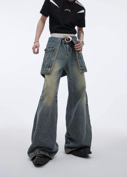 Skirt Layer Washed Jeans Korean Street Fashion Jeans By Argue Culture Shop Online at OH Vault