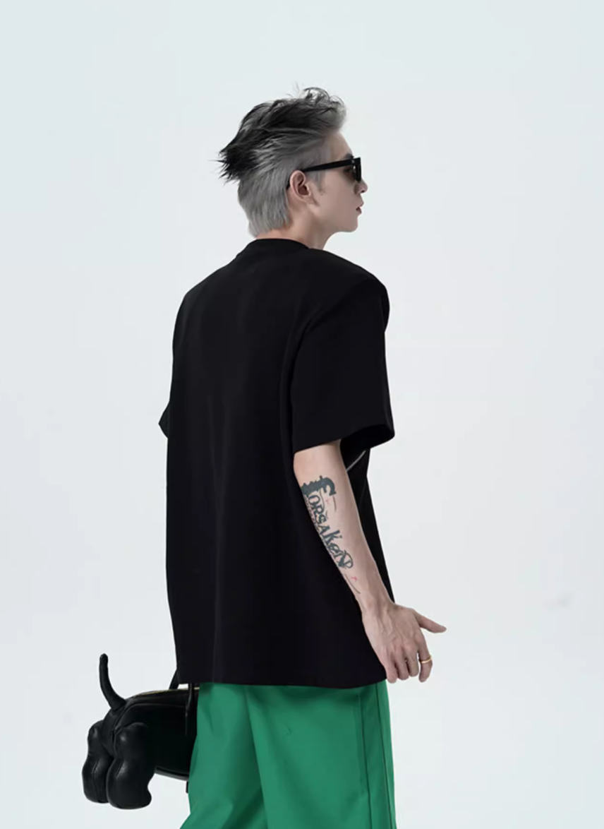 Solid Slant Zipper T-Shirt Korean Street Fashion T-Shirt By Slim Black Shop Online at OH Vault