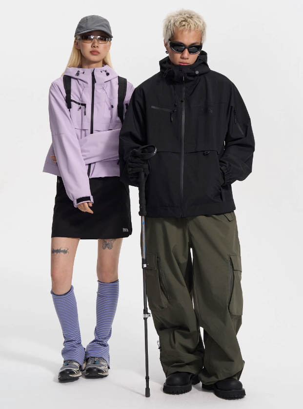 Waterproof Mountaineering Hooded Short & Long Jacket Set Korean Street Fashion Clothing Set By WORKSOUT Shop Online at OH Vault