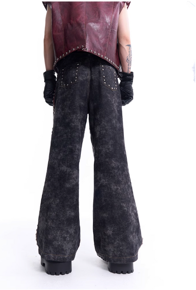 Structured Metal Rivet PU Leather Vest & Spliced Pants Set Korean Street Fashion Clothing Set By Slim Black Shop Online at OH Vault