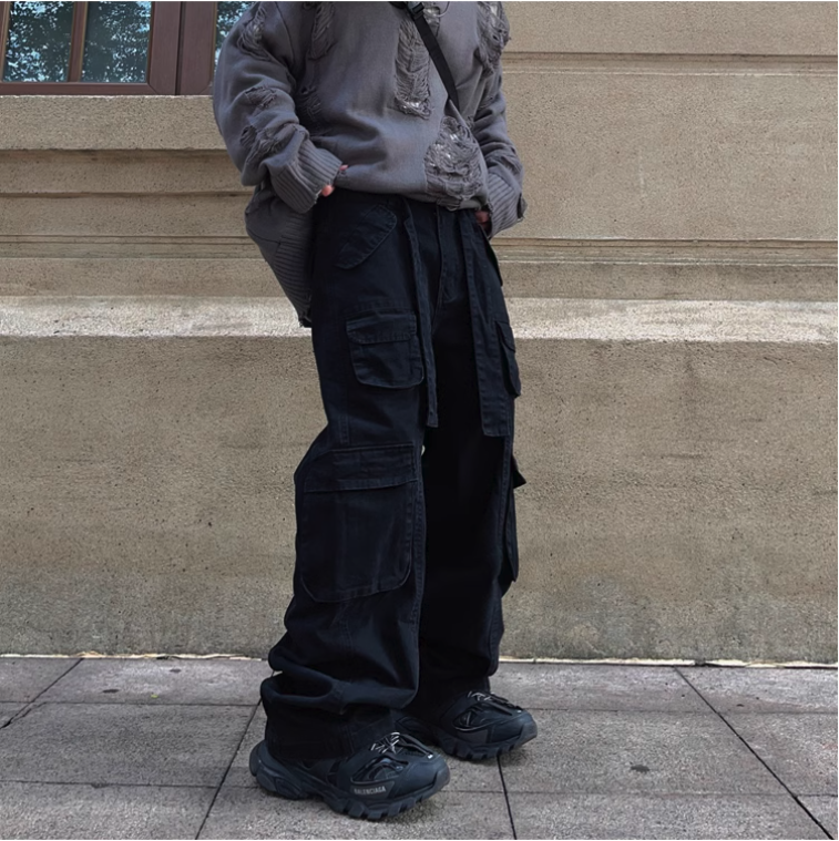 Multi-pocket Washed Cargo Pants Korean Street Fashion Pants By FATE Shop Online at OH Vault