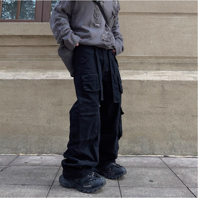 Multi-pocket Washed Cargo Pants Korean Street Fashion Pants By FATE Shop Online at OH Vault