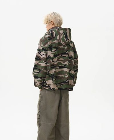 Camouflage Zip-Up Hoodie Korean Street Fashion Hoodie By A PUEE Shop Online at OH Vault