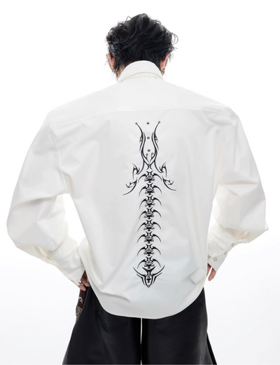 Back Spine Embroidered Tie Shirt Korean Street Fashion Shirt By Argue Culture Shop Online at OH Vault