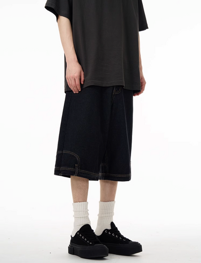 Flipped Back Denim Shorts Korean Street Fashion Shorts By 77Flight Shop Online at OH Vault