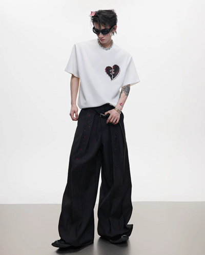 Metallic Beads Heart Relax Fit T-Shirt Korean Street Fashion T-Shirt By Argue Culture Shop Online at OH Vault