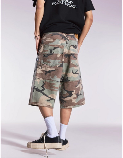 Structured Camo Cargo Shorts Korean Street Fashion Shorts By Remedy Shop Online at OH Vault