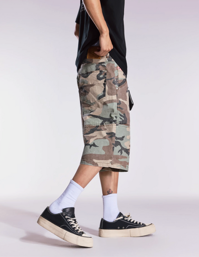 Structured Camo Cargo Shorts Korean Street Fashion Shorts By Remedy Shop Online at OH Vault