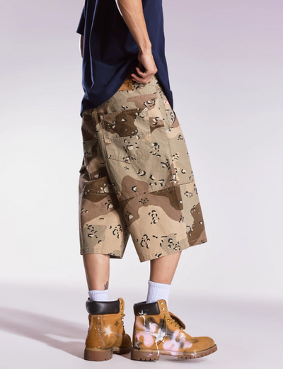 Structured Camo Cargo Shorts Korean Street Fashion Shorts By Remedy Shop Online at OH Vault