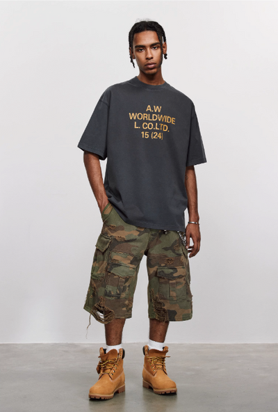 Distressed Camouflage Cargo Shorts Korean Street Fashion Shorts By ANTIDOTE Shop Online at OH Vault