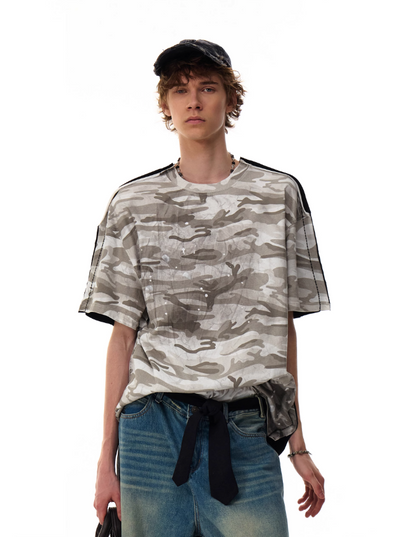 Splatter Camouflage Layered T-Shirt Korean Street Fashion T-Shirt By Mr Nearly Shop Online at OH Vault