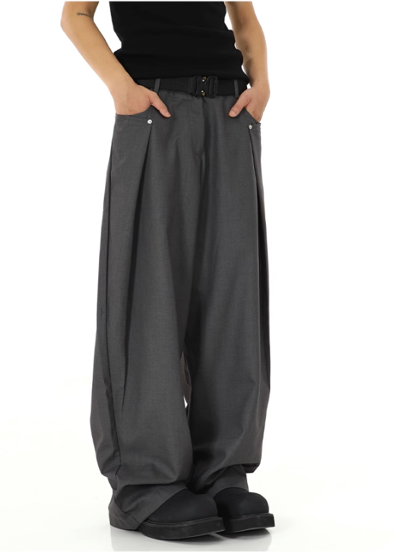 Casual Side Button Pleated Pants Korean Street Fashion Pants By MEBXX Shop Online at OH Vault