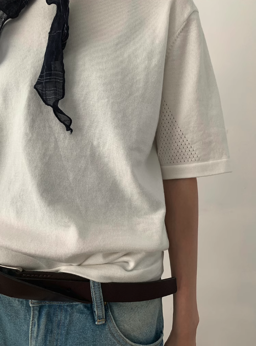 Basic Round Neck Knitted T-Shirt Korean Street Fashion T-Shirt By In Knots Shop Online at OH Vault