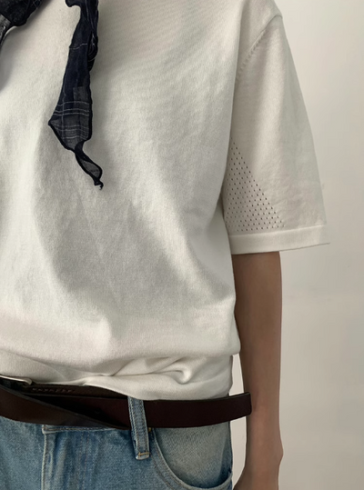 Basic Round Neck Knitted T-Shirt Korean Street Fashion T-Shirt By In Knots Shop Online at OH Vault