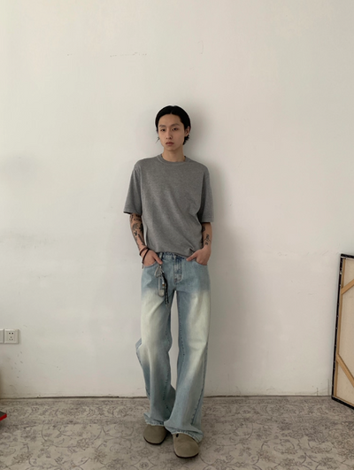 Basic Round Neck Knitted T-Shirt Korean Street Fashion T-Shirt By In Knots Shop Online at OH Vault