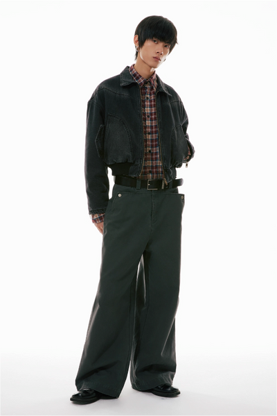 Wide Leg Cut Workwear Jeans Korean Street Fashion Jeans By Funky Fun Shop Online at OH Vault