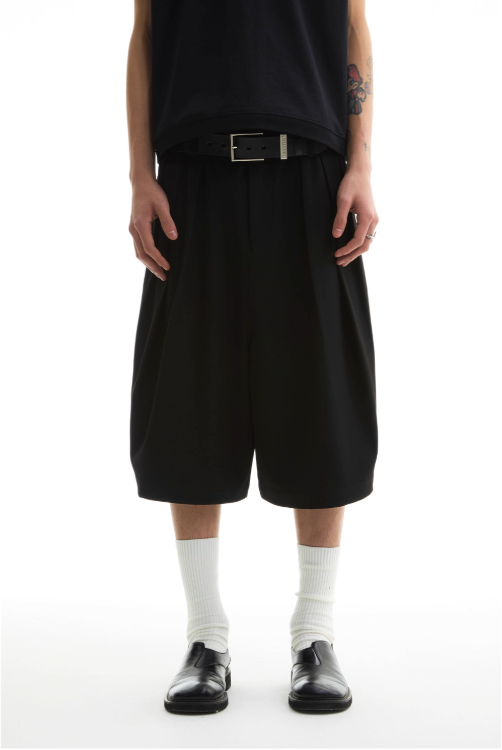 Double-Piece Pleated Wide Shorts Korean Street Fashion Shorts By Funky Fun Shop Online at OH Vault