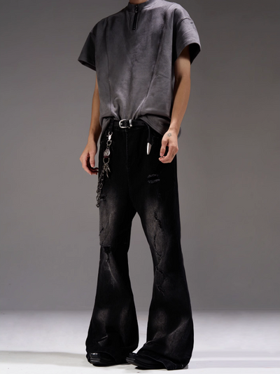 Lightning Ripped Flared Jeans Korean Street Fashion Jeans By MaxDstr Shop Online at OH Vault