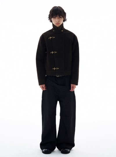 Micro Suede Fireman Clasp Jacket Korean Street Fashion Jacket By 77Flight Shop Online at OH Vault