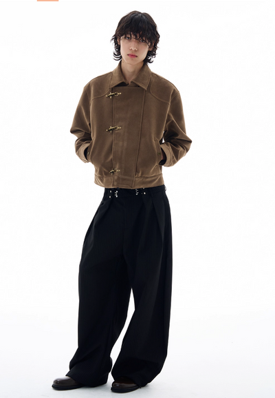 Micro Suede Fireman Clasp Jacket Korean Street Fashion Jacket By 77Flight Shop Online at OH Vault