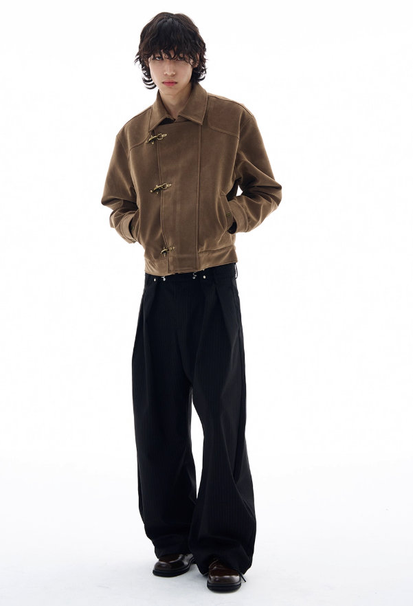 Micro Suede Fireman Clasp Jacket Korean Street Fashion Jacket By 77Flight Shop Online at OH Vault