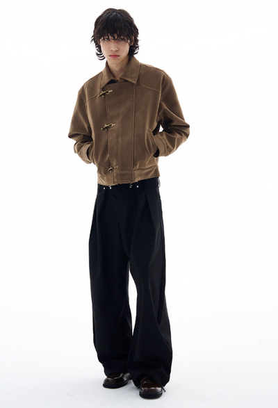 Micro Suede Fireman Clasp Jacket Korean Street Fashion Jacket By 77Flight Shop Online at OH Vault