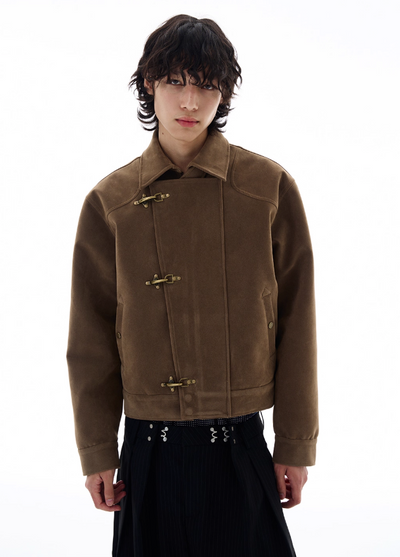 Micro Suede Fireman Clasp Jacket Korean Street Fashion Jacket By 77Flight Shop Online at OH Vault