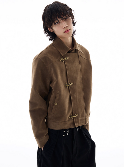 Micro Suede Fireman Clasp Jacket Korean Street Fashion Jacket By 77Flight Shop Online at OH Vault