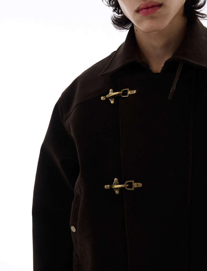 Micro Suede Fireman Clasp Jacket Korean Street Fashion Jacket By 77Flight Shop Online at OH Vault