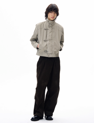 Structured Fireman Clasp Short Jacket Korean Street Fashion Jacket By 77Flight Shop Online at OH Vault