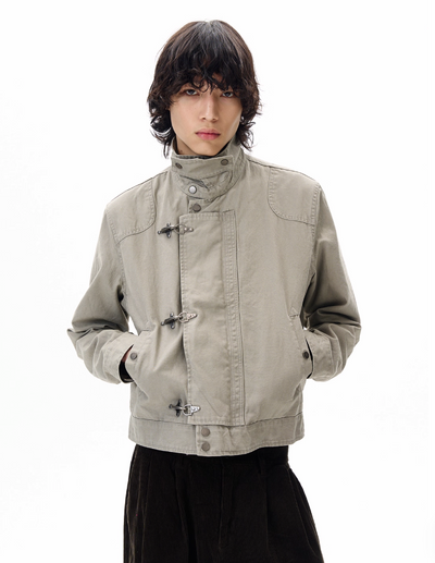 Structured Fireman Clasp Short Jacket Korean Street Fashion Jacket By 77Flight Shop Online at OH Vault