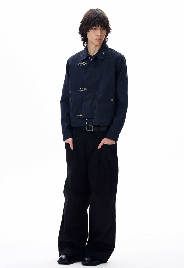 Structured Fireman Clasp Short Jacket Korean Street Fashion Jacket By 77Flight Shop Online at OH Vault