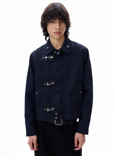 Structured Fireman Clasp Short Jacket Korean Street Fashion Jacket By 77Flight Shop Online at OH Vault