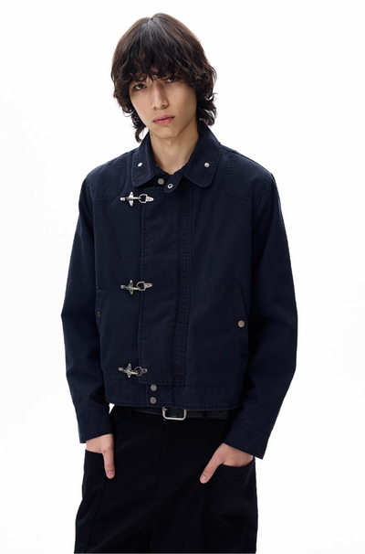 Structured Fireman Clasp Short Jacket Korean Street Fashion Jacket By 77Flight Shop Online at OH Vault