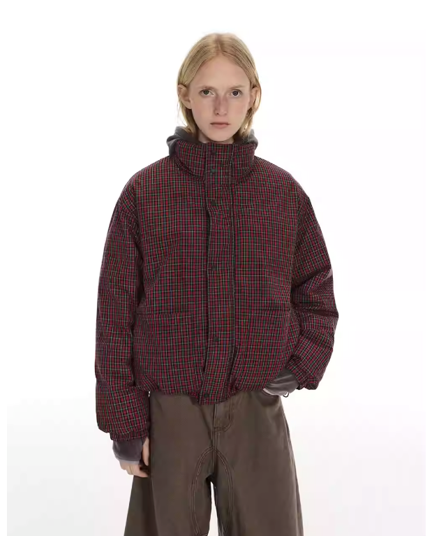 Reversible Plaid Down Jacket Korean Street Fashion Jacket By Country Moment Shop Online at OH Vault