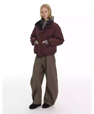 Reversible Plaid Down Jacket Korean Street Fashion Jacket By Country Moment Shop Online at OH Vault