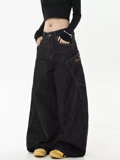 Stitched Machete Banana Jeans Korean Street Fashion Jeans By Blacklists Shop Online at OH Vault