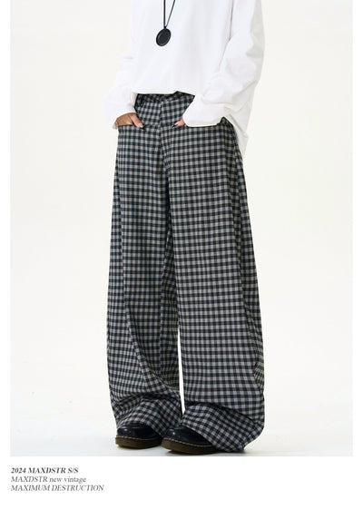 Plaid Wide Scimitar Pants Korean Street Fashion Pants By MaxDstr Shop Online at OH Vault