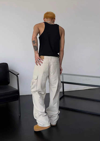 Loose Straight Pocket Cargo Pants Korean Street Fashion Pants By MEBXX Shop Online at OH Vault